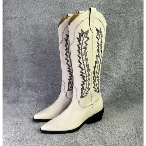 Marc Fisher Ltd. Roselle Western Boot Size 6.5 Women's White Leather MSRP $329 - Picture 7 of 11